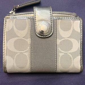 Coach Metallic Silver and Gray Wallet